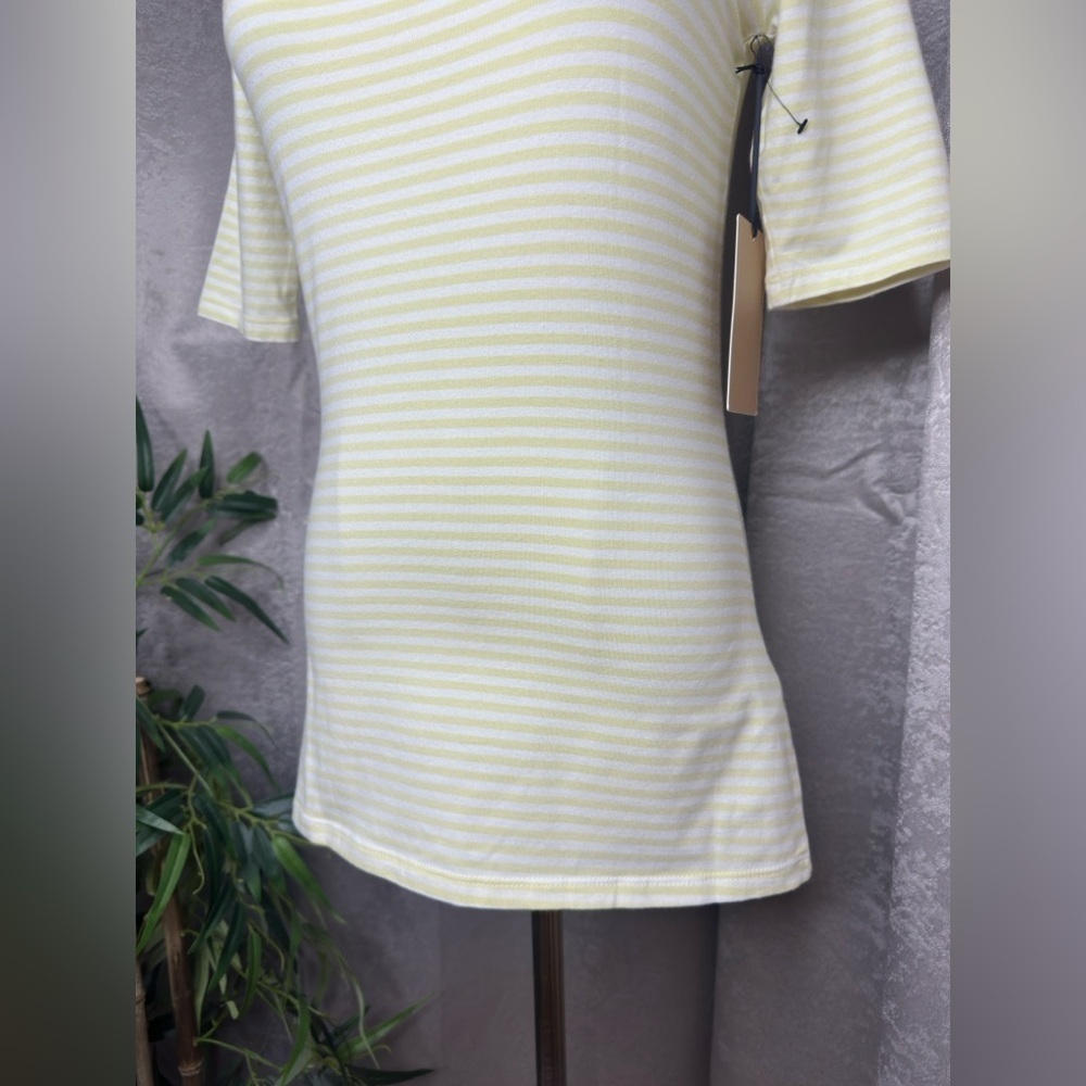 NWT Halogen Women’s Striped Print Square Neck Top Yellow & White Sz XS - Picture 6 of 12